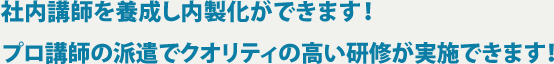 社内講師を養成し内製化ができます!プロ講師の派遣でクオリティの高い研修が実施できます!
